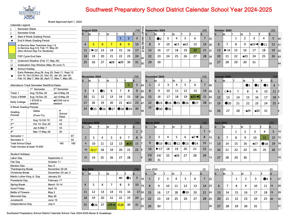 2024 2025 School Calendar Parents And Students Southwest 2024 2025 School Calendar Parents And Students Southwest