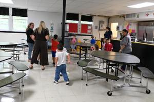 PreK students learning the campus.
