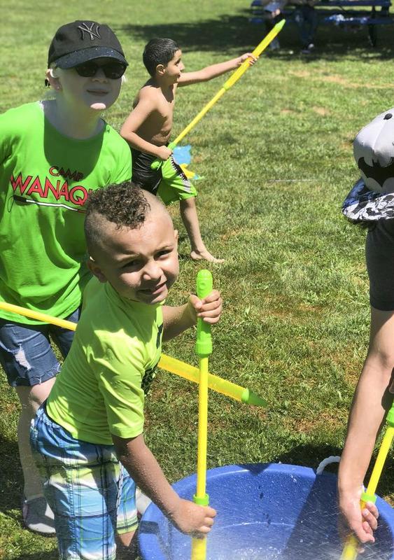 Campers at a water fight