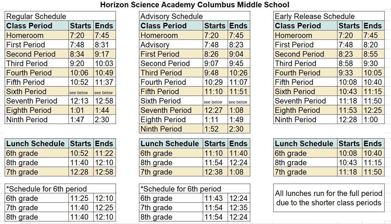 Bell Schedule Student Life Horizon Science Academy Columbus Middle Bell Schedule Student Life Horizon Science Academy Columbus Middle