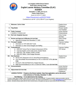 ELAC English Agenda