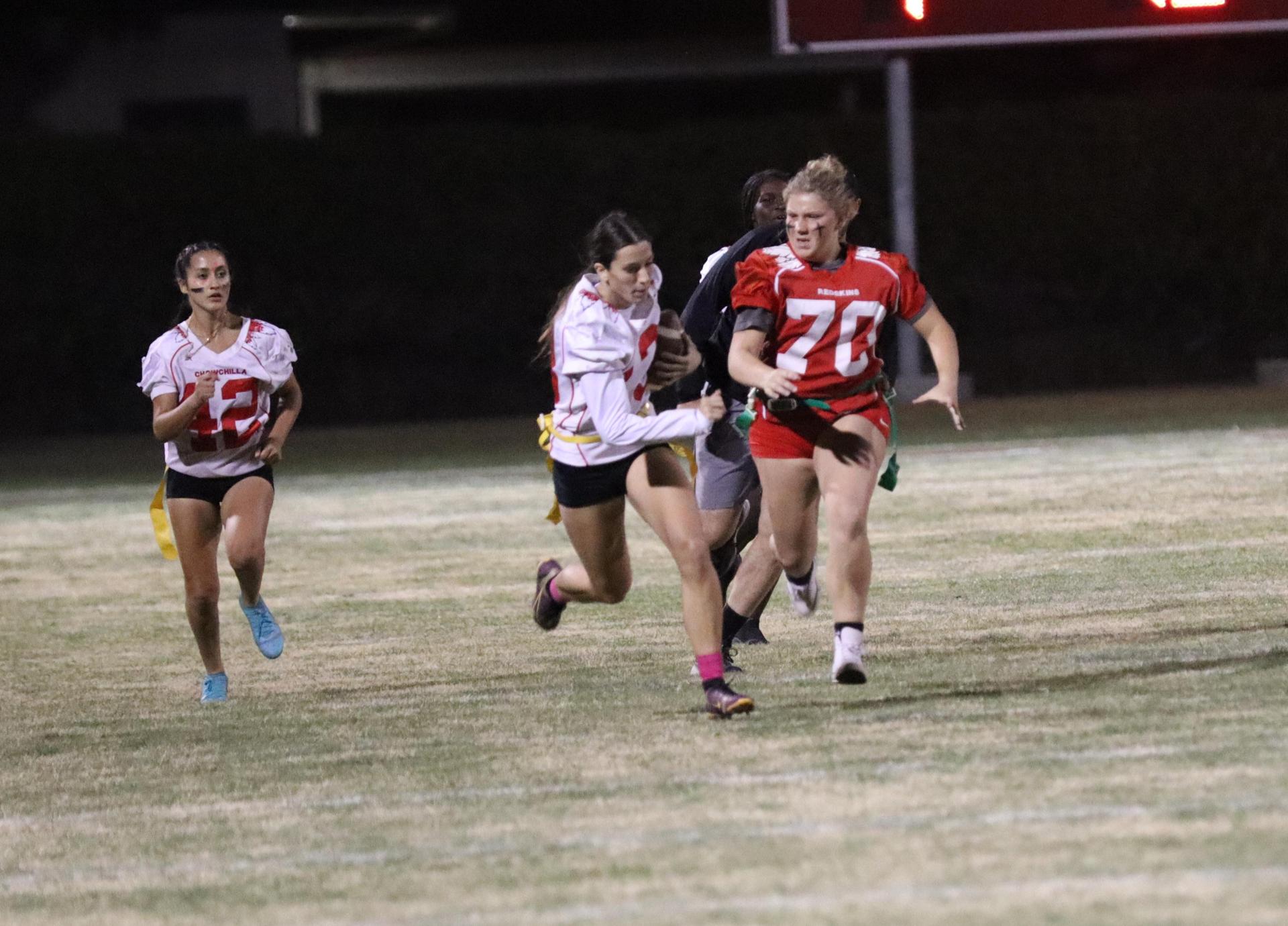 girls playing flag football