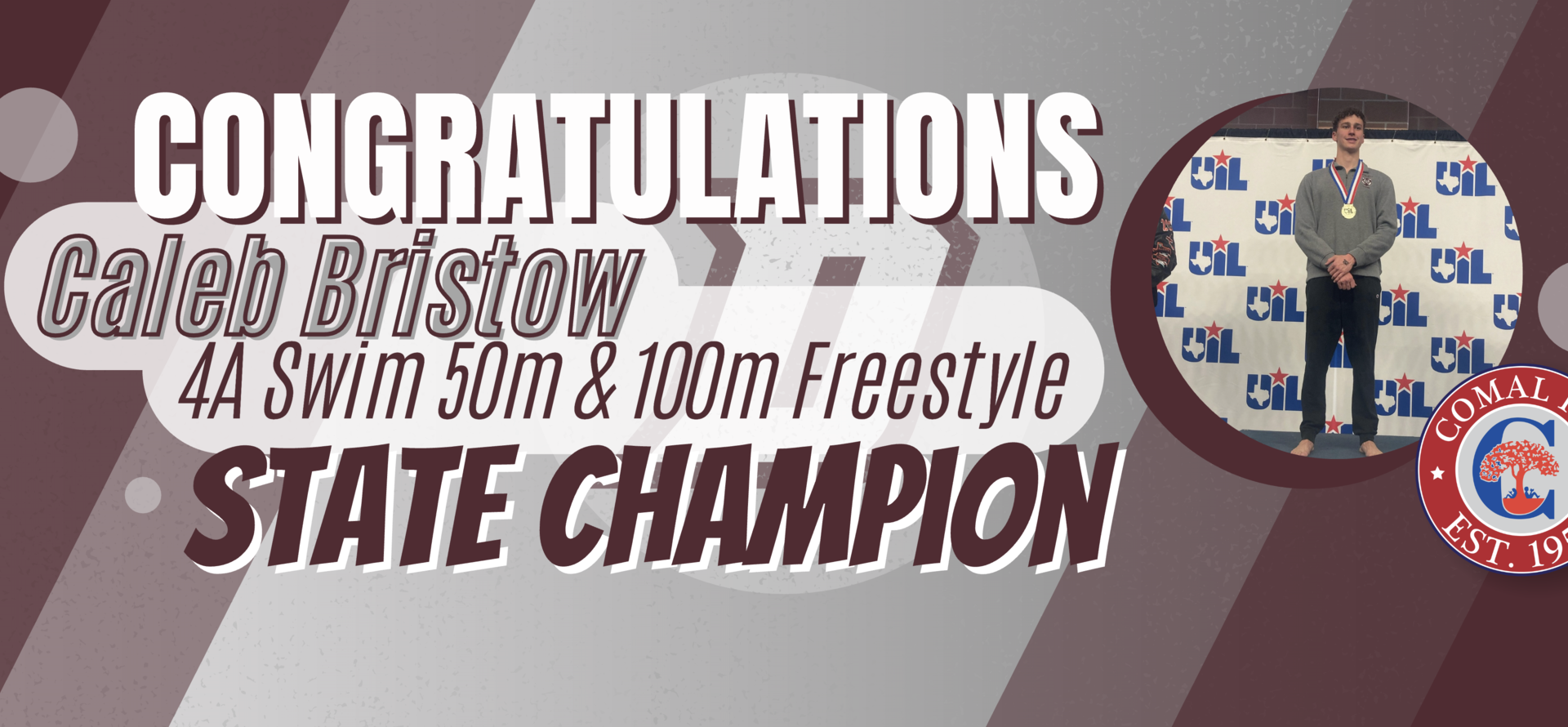 caleb bristow 4a swim 50 meter and 100 meter freestyle state champion