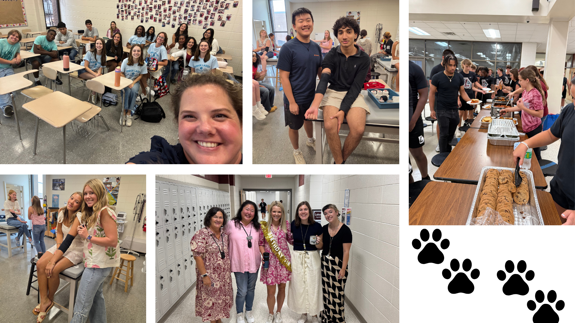 Students at LHS and paw prints