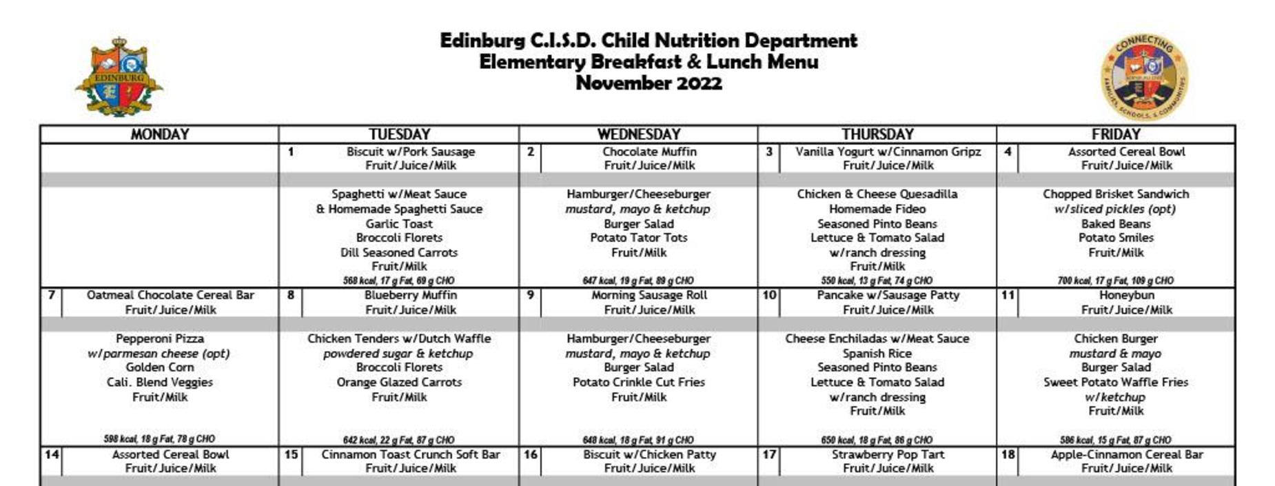 Lunch Menu Page 1