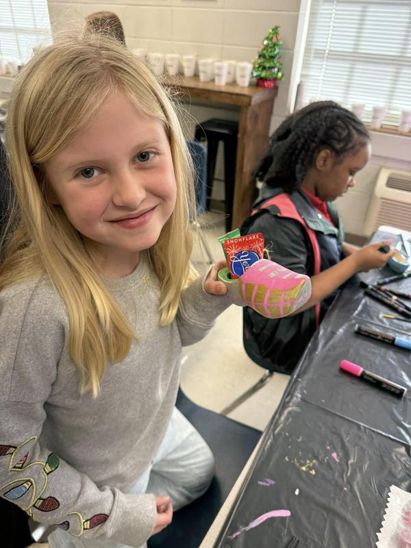 Southeast Middle School Students Working on Wooden Shoes as part of a Study about the origin of Santa Claus