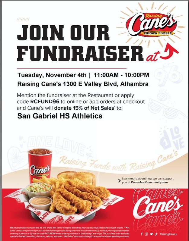 Raising Canes Fundraiser - Nov. 4th