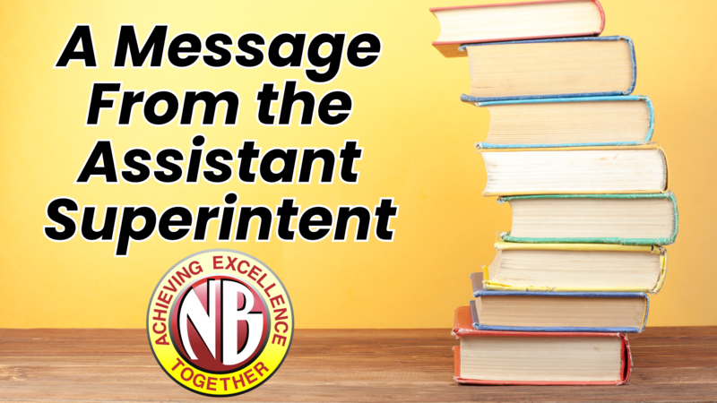 A message from the superintendent - image with books and logo