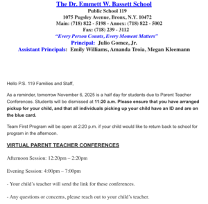 PTC Reminder November 2025 Letter