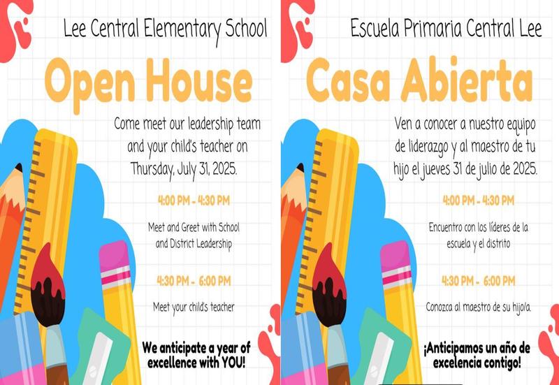 Lee Central Elementary Open House 25/26