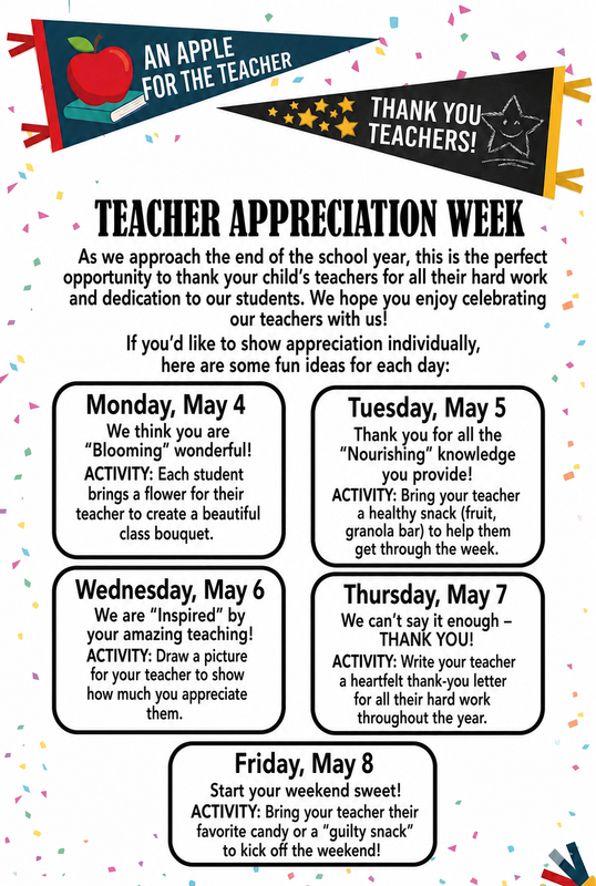 English flyer TEACHER APPRECIATION WEEK
