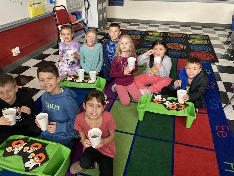 grade 3 students had a hot cocoa party
