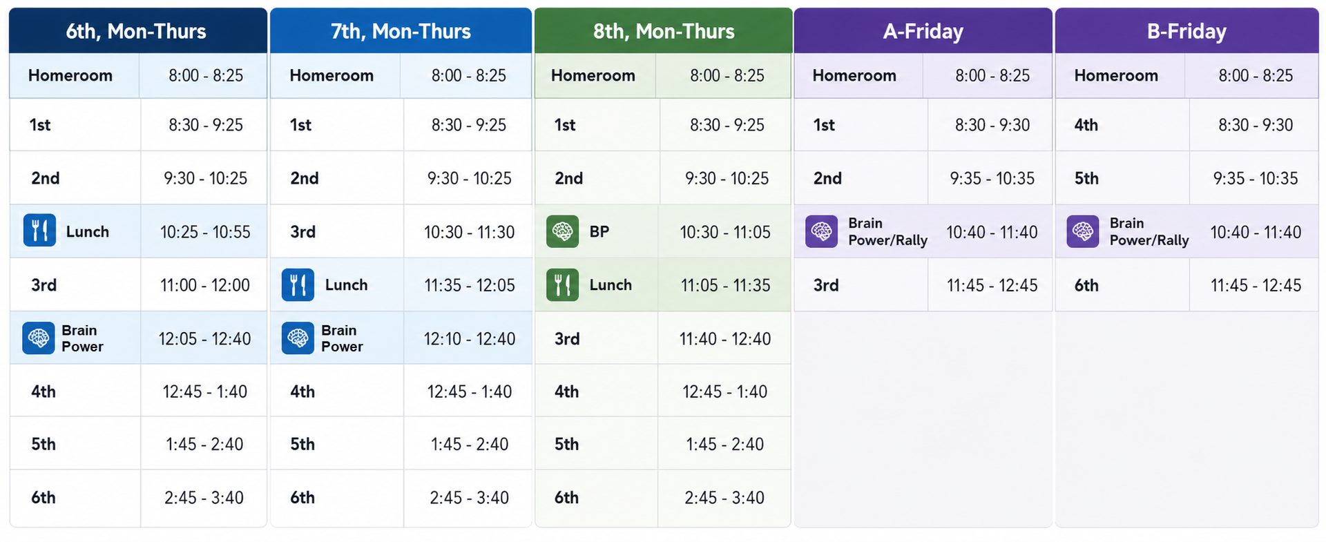 2026-27 Middle School Schedule