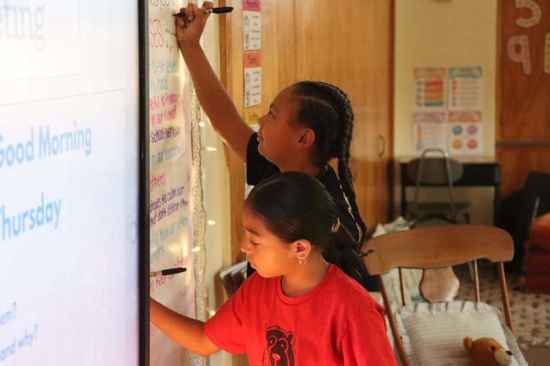 two students in class