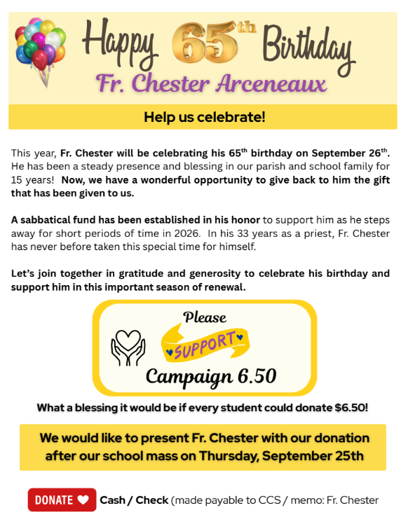 Father Chester's BIRTHDAY! Campaign 6.50 Featured Photo
