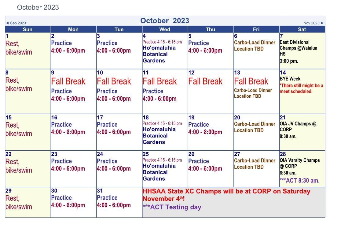 Cross Country Fall Sports Kalaheo High School