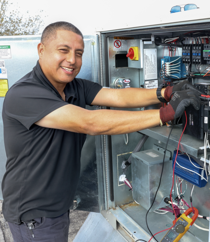 HVAC worker on the Job