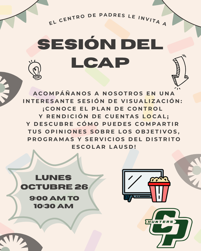 LCAP Watch Party invitation in Spanish for event on October 26th
