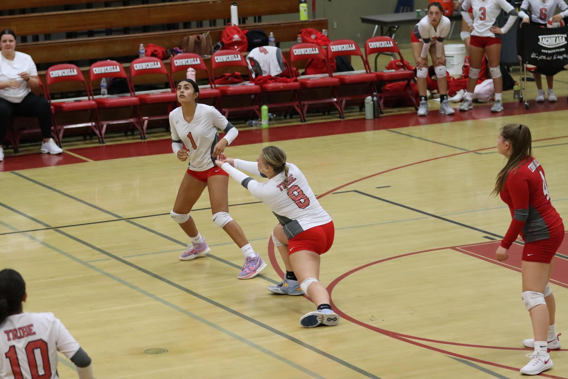 junior varsity girls playing volleyball against Liberty