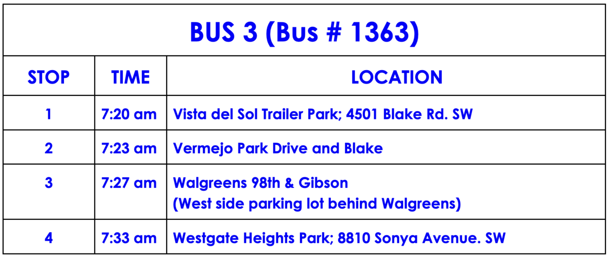Bus 3 schedule