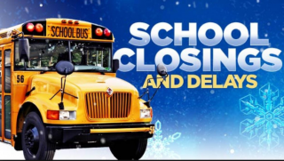 Yellow School Bus with Words \"School Closing Information\"