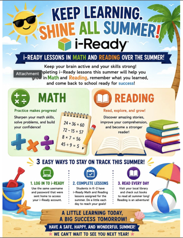 Iready Work Flyer for Summer