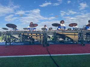 The percussion section during the Wildcat Band's performance at the UIL Region 8 Marching contest