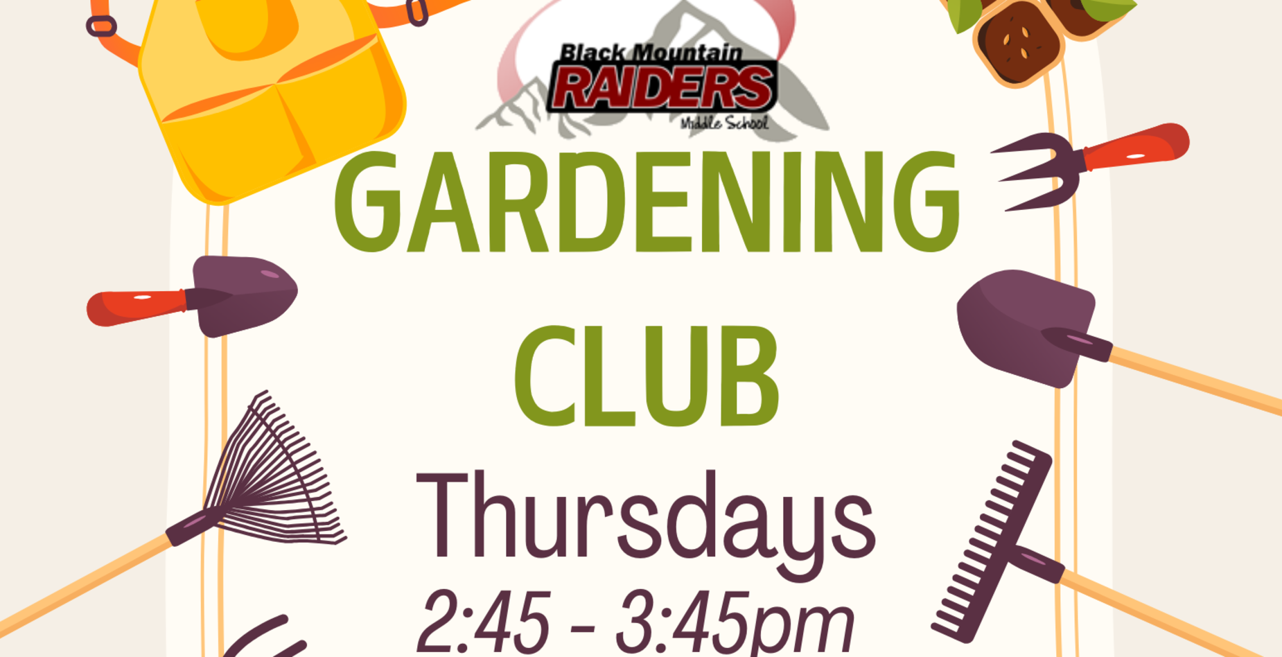 Gardening Club, Thursdays 2:45-3:45pm
