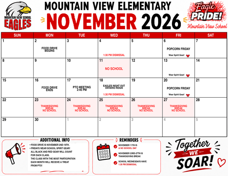 PTO November Calendar of Events