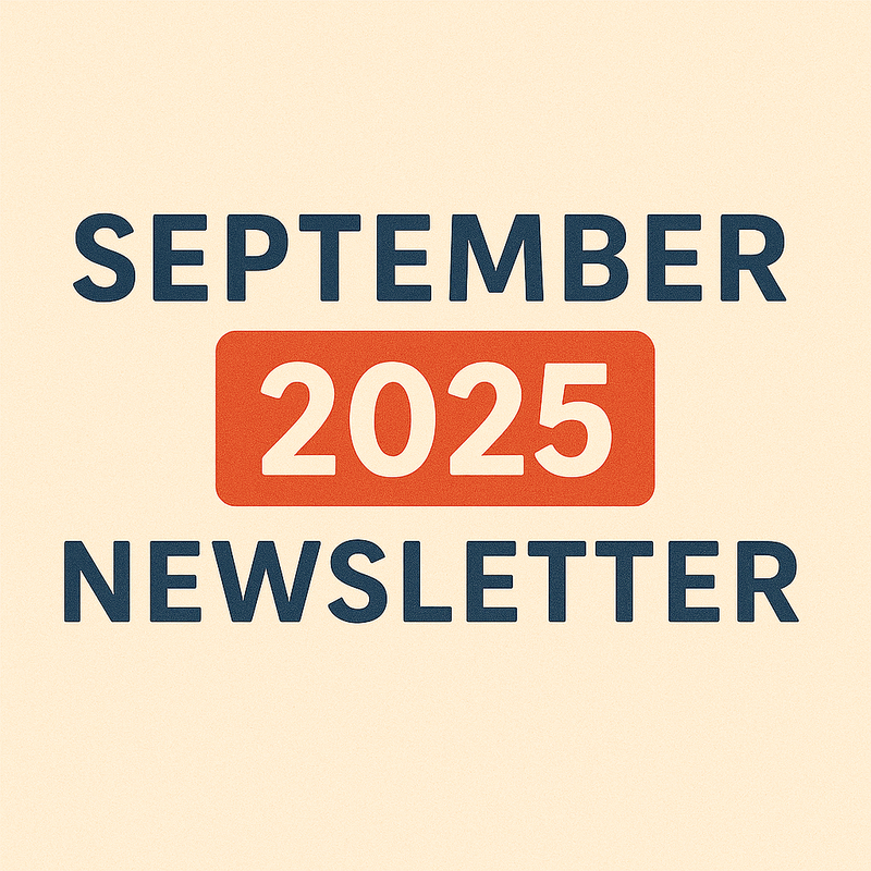 Square flyer titled September 2025 Newsletter in bold text