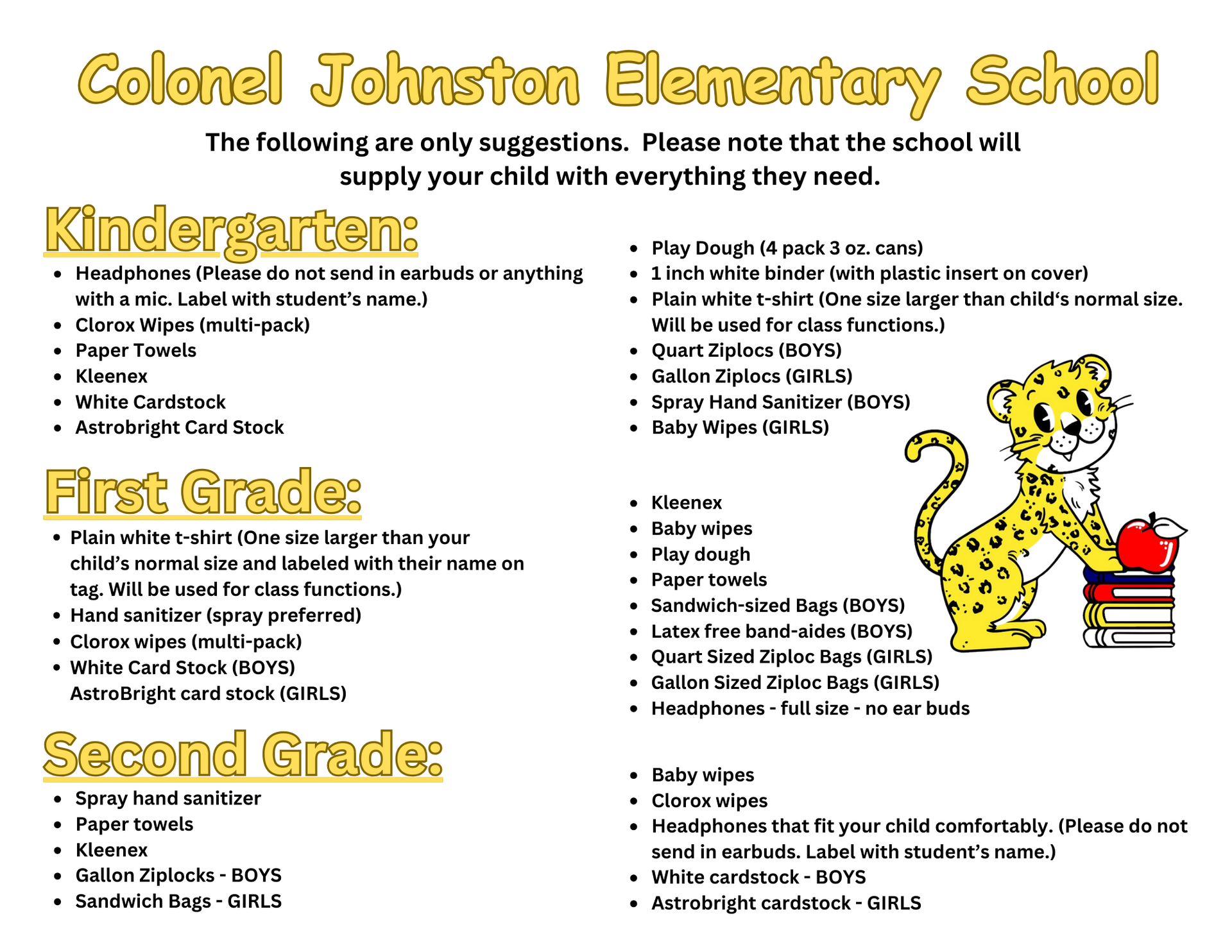 CJES Class Wish Lists