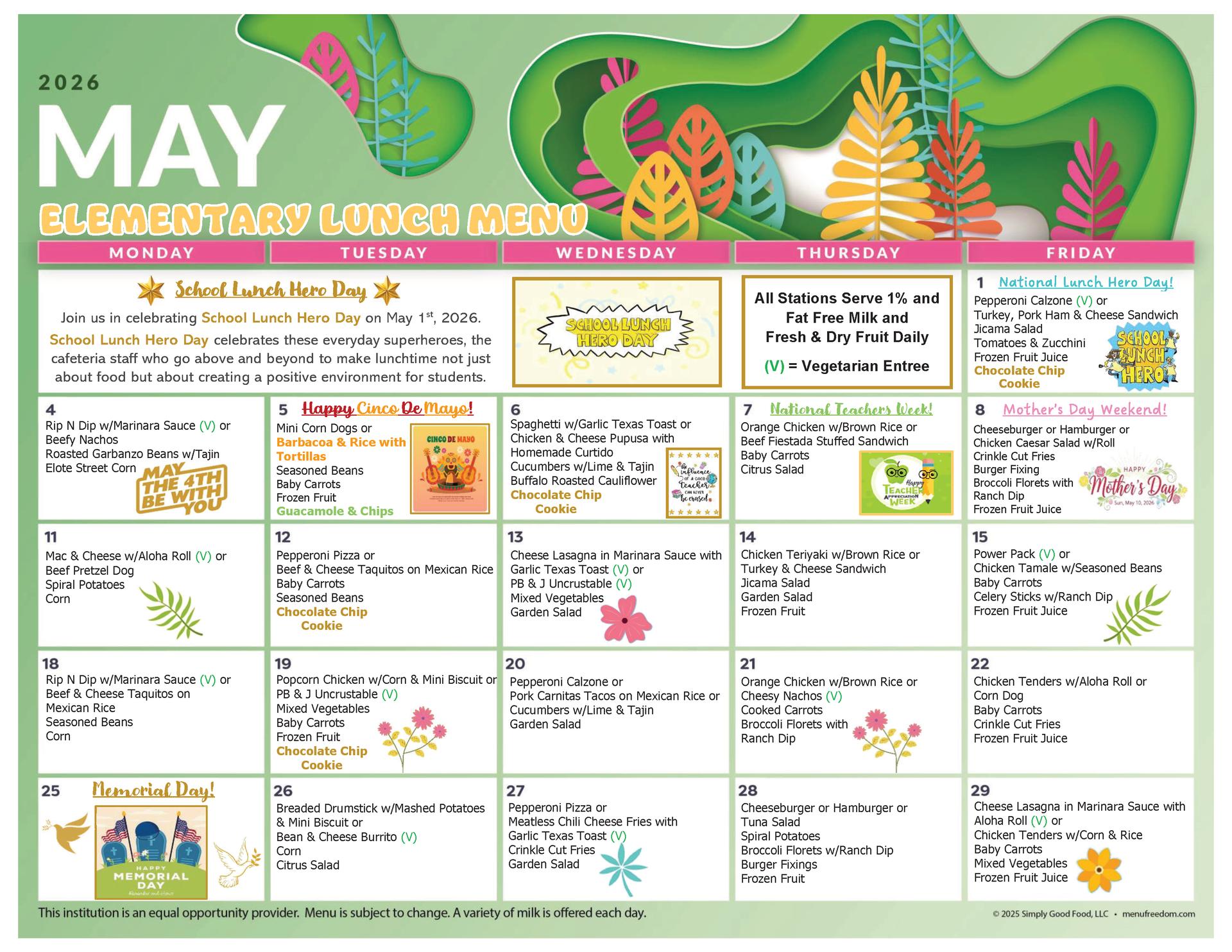 Elementary Lunch Menu (click to view)