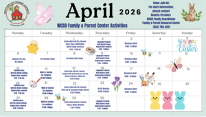 April Calendar of Events for Lydia Jackson Elementary