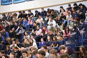 Students gathered for the Memorial Day ceremony in the gym