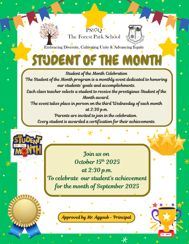 Student of month flyer with date and time