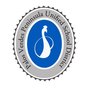 Blue and White peacock crest logo of PVPUSD