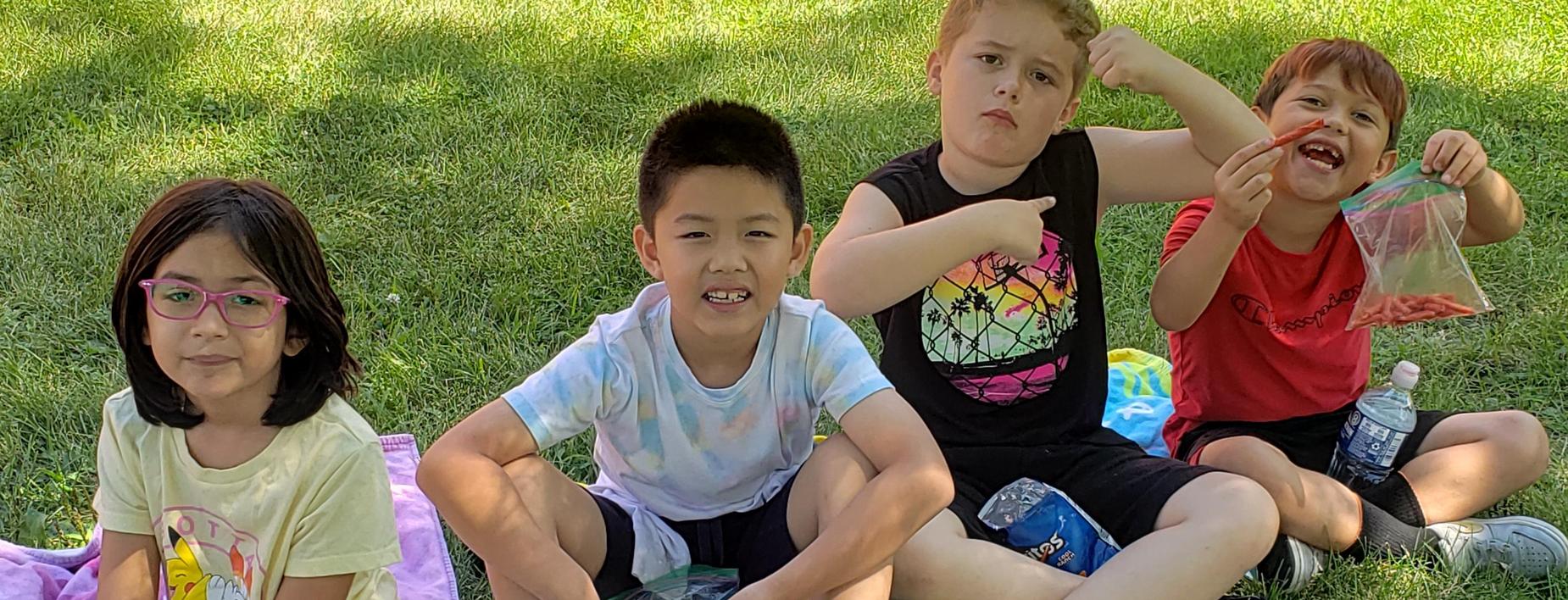 Fun at snack time with friends