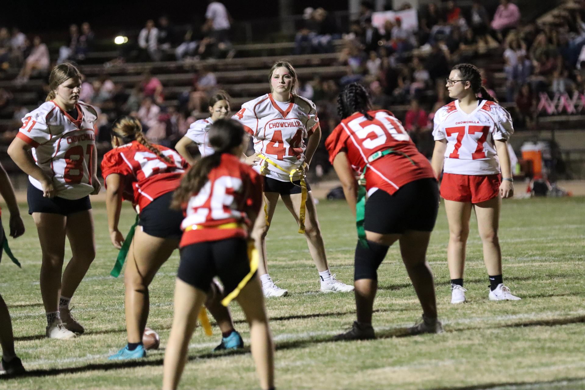 girls playing flag football