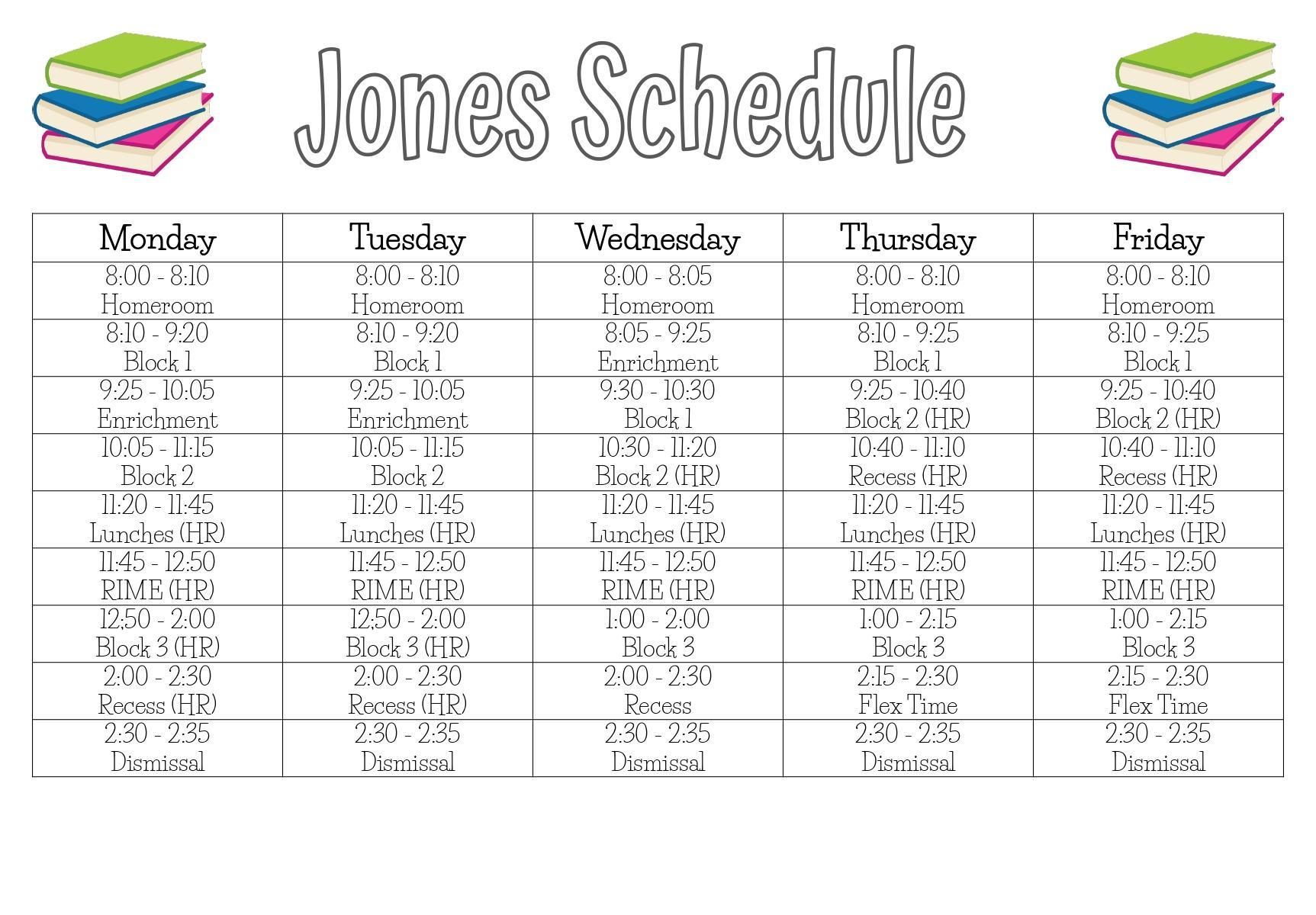 4th Grade Schedules 20222023 Fourth Grade Friedberg Elementary School