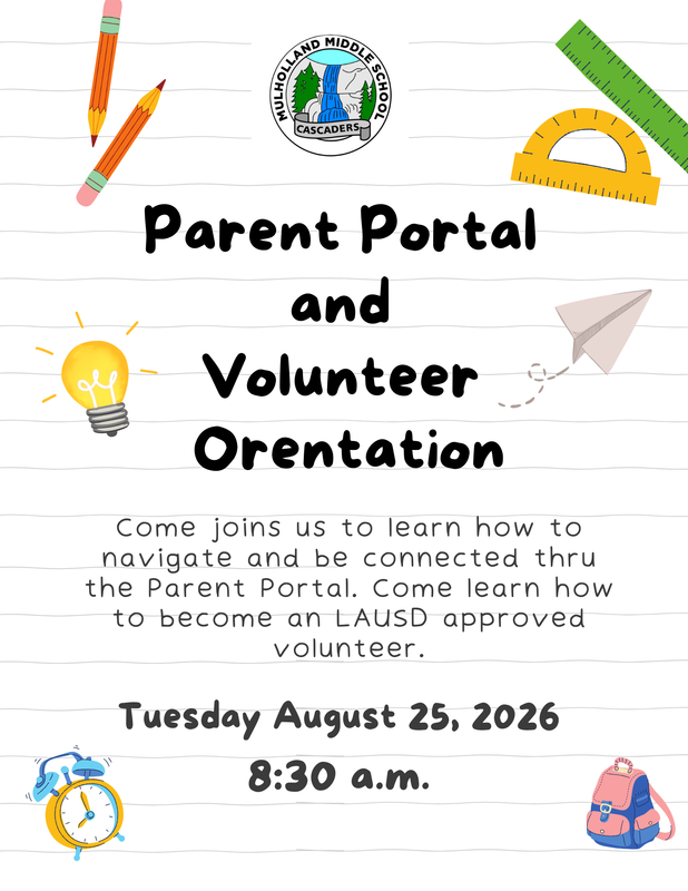 Parent Portal and Volunteer Orientation