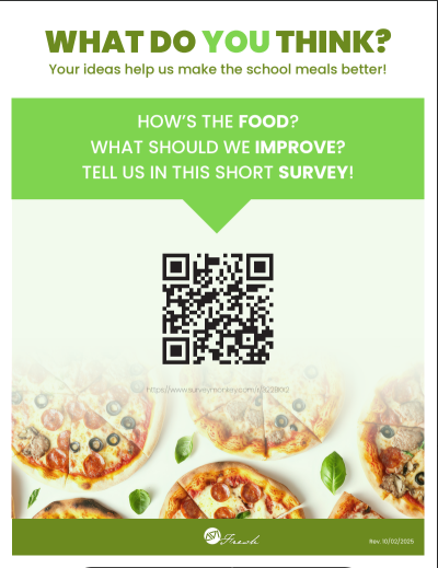 QR code linked to a food service survey