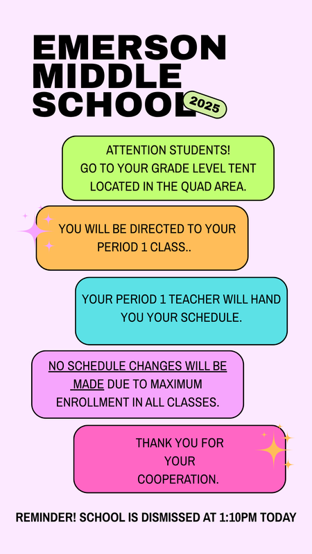 STUDENT SCHEDULE DAY 1 NOTICE 8-12-25