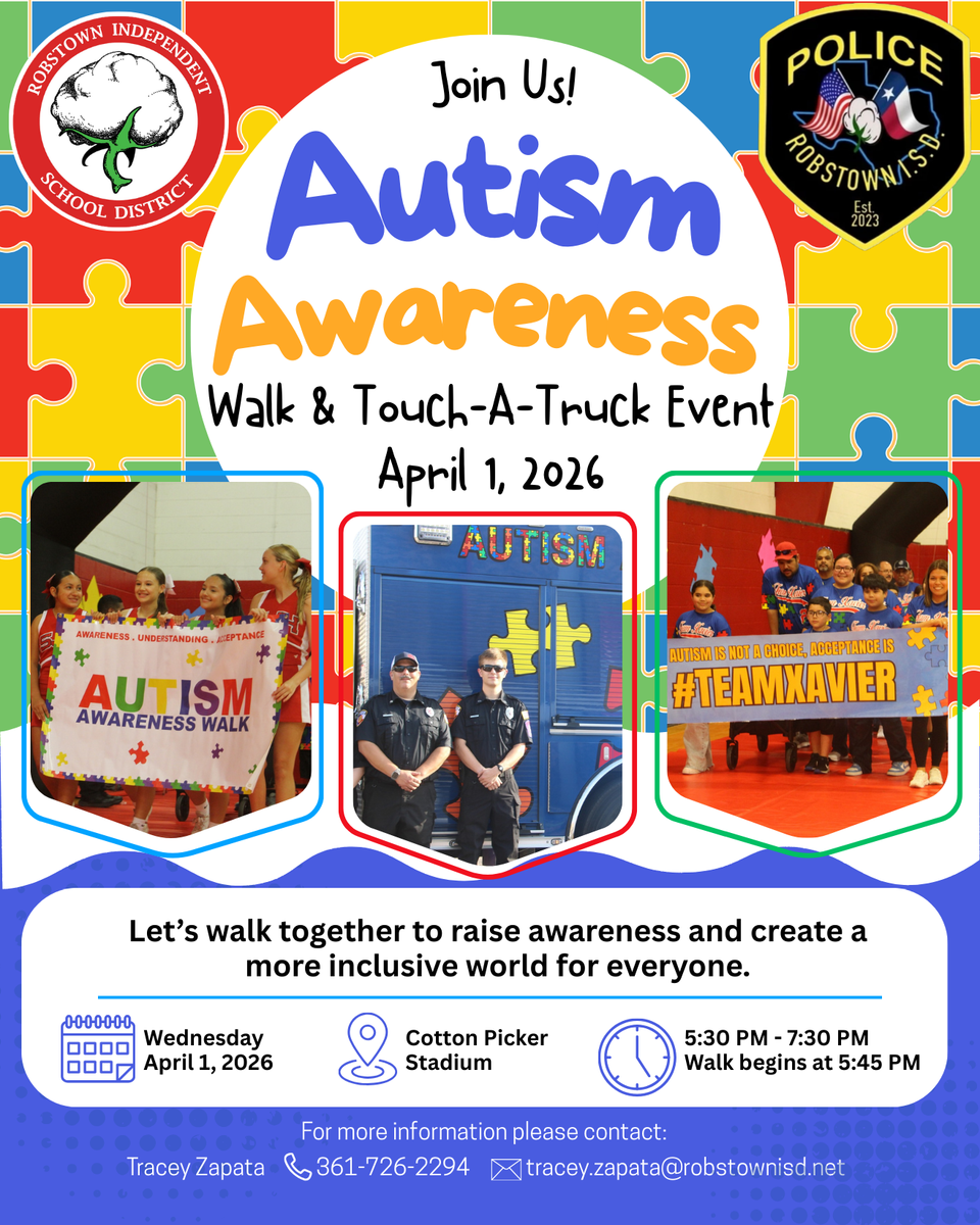 Colorful poster for an Autism Awareness event with text and graphics.