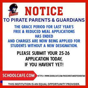 For assistance, please reach out to Jessica Willis at 228-255-6200. Click the link to access the application https://www.schoolcafe.com/passchristiansepschdistms