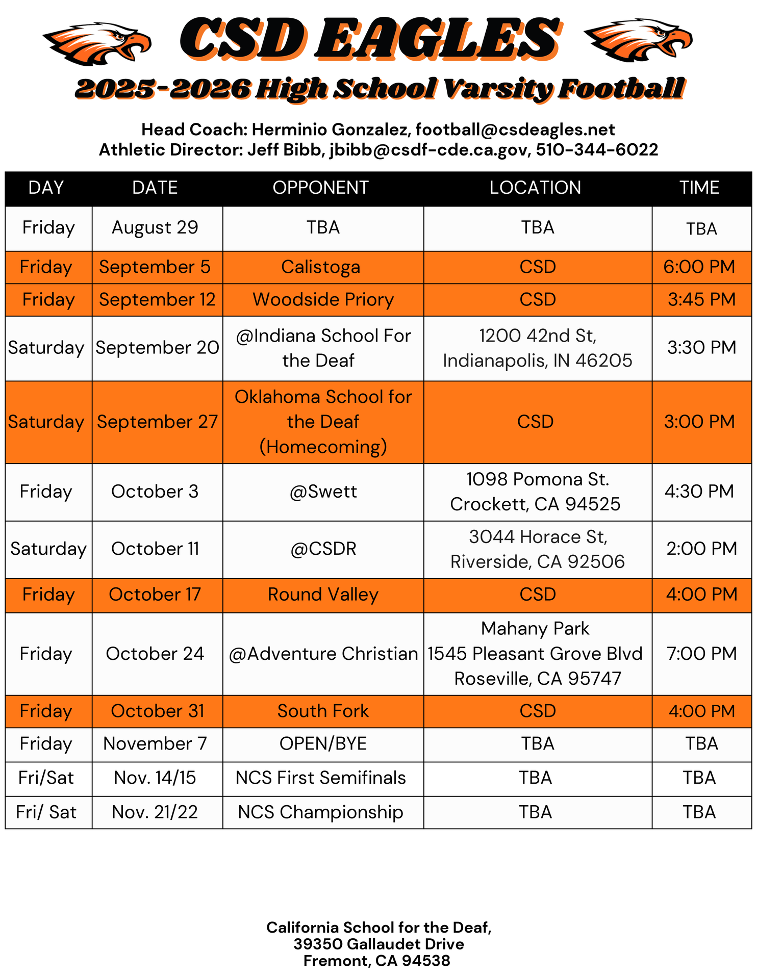 Tap on image for varsity football schedule