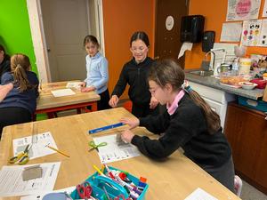 A girl working on her hopper-popper