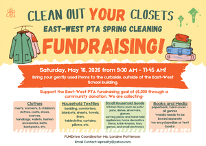 2026 EWSIS PTA Spring Cleaning Event Flyer on May 16th