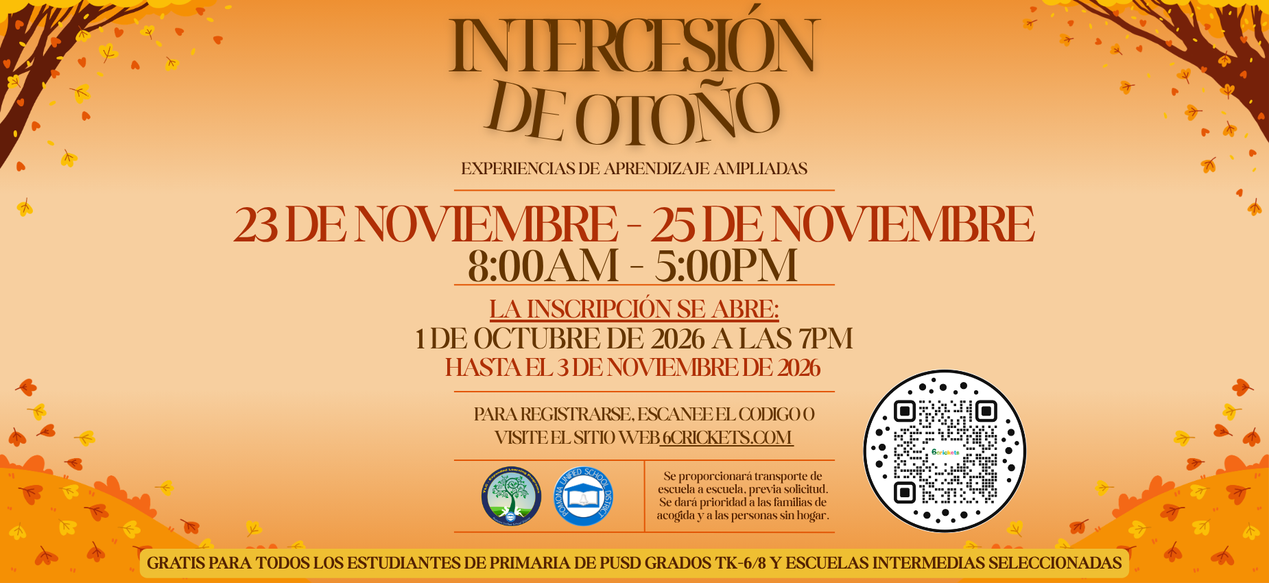 inscripcion para la intercesion de otono se abre el 1 de octubre a las 7pm