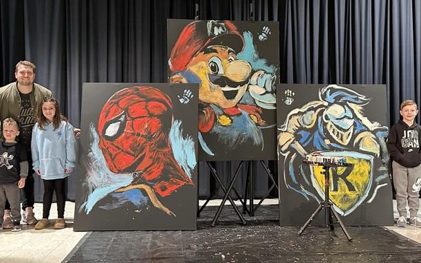 Kids with Spiderman Mario Norwin Knight Paintings by Kody Sabol