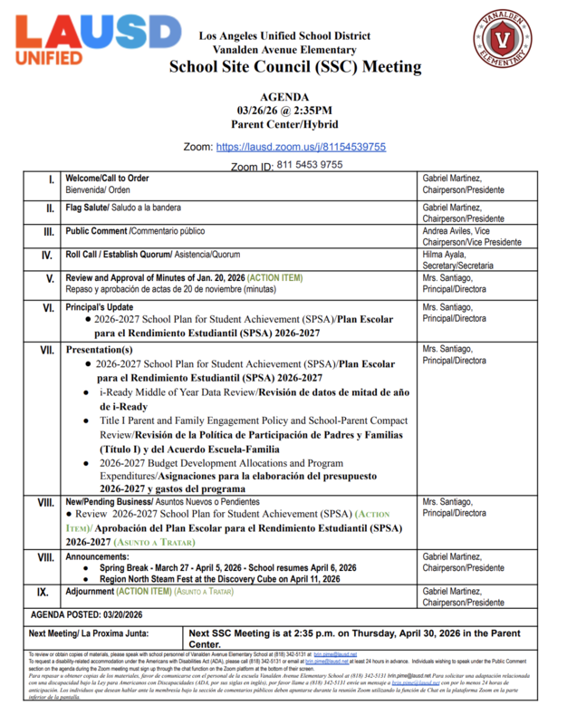 SSC Meeting Agenda Featured Photo